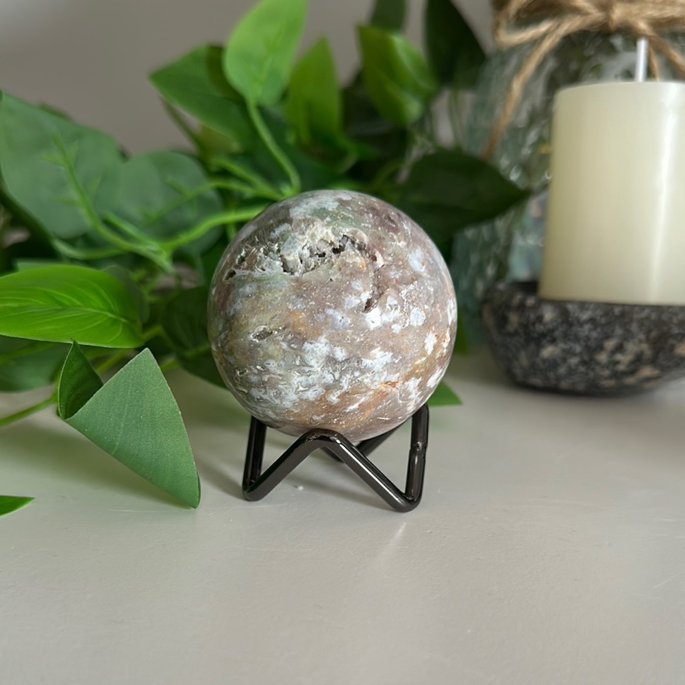 Beautiful Ocean Jasper Sphere with Stand